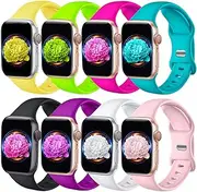 8 Pack Bands Compatible with Apple Watch Band 38mm 40mm 41mm 42mm 44mm 45mm 49mm for Women Men, Breathable Soft Silicone Waterproof Sport Strap Compatible with iWatch Series Ultra 9 8 7 6 5 4 3 2 1 SE