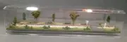 N SCALE 16" SINGLE TRACK- TRAIN DISPLAY CASE-SUMMER SCENE-w/ RAILROAD CROSSING