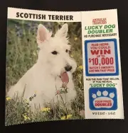 Scottish Terrier Dog Instant SV Lottery Ticket, circa 1995 , no cash value