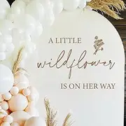 JarThenaAMCS A Little Wildflower is On Her Way Gender Reveal Party Decor Sign Boho Floral Theme Wall Stickers Baby Shower Wall Decor for Balloon Arch Backdrop Photo Props