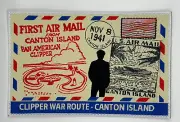 MR ALE - Pan Am Clipper Canton Island War Route USPS Cancel Stamps Patch P156
