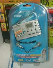 Coby Digital Display AM/FM Radio CX-53 Alarm Clock Speaker Earbuds New & Sealed