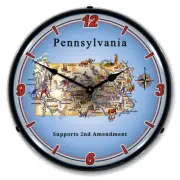 Pennsylvania Supports the 2nd Amendment, Lighted Backlit LED Clock