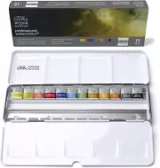 WINSOR＆NEWTON Artist Water Color Half Pants 12 Color Set Black Box Set New