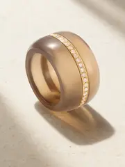 [By Pariah] By Pariah - + Net Sustain Pebble 14-karat Recycled Gold, Agate And Diamond Ring - Brown - 53 53 Brown