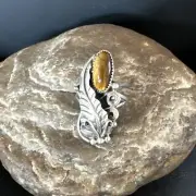 Coffee Tigers Eye Navajo Sterling Silver Ring Native American Size 7 15408