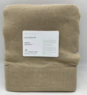 Pottery Barn Emery Sheer Curtain Drape Panel Oatmeal 50 x 84" #N118