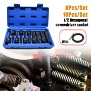 8/10Pcs Hex Socket Metric Drive Bits Kit Cr-V Steel Socket Power Drill Tool Set
