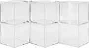 6 Set Small Clear Acrylic Storage Box Transparent Plastic Square Cube with Separate Lid Candy Box Cookies Gift Packaging Box Wedding