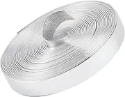 5.5Yds Metallic Leather Straps 0.5" Wide Silver Shiny Flat Leather Cord Glossy Pu Leather Lace Stripper Beading String Ribbon Crafts Double Sided Faux Supplies for Making Crafting
