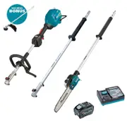 Makita UX01GT102-B - 40V Max Multi Function Powerhead Kit (1 x 5.0Ah) + Extension Pole + Pole Saw Attachment +Bonus Line Trimmer