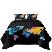Colorful World Map Coverlet