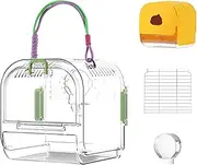 JIEBWCHA Bird Carrier Backpack,18.3x18.3x17cm Bird Travel Backpack Cage, Transparent Parrot Carrier Breathable, PET&nylon&metal Portable Folding Cage For With Cover,Bottom Net, Food Box