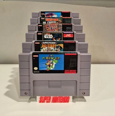 Custom SNES Game Display Stand, Holds 6 Games, Shows Cartridge Art