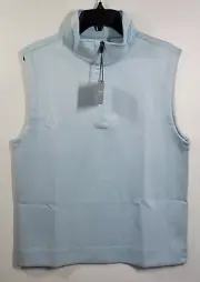 Hickey Freeman Micro-stripe 1/4 Zip Vest Men's M Light Blue G42G90DK