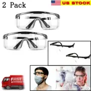 2 pcs Clear Safety Goggles Glasses Anti Fog Lens Work Lab Protective Chemical