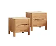 MIUZ 2x Bedside Table Bed Side Tables Drawers Side Tables Solid Timber American Oak Wood Nightstand