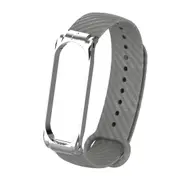 Replacement Carbon Fiber Decoration TPU Watch Band for Xiaomi Mi Band 4 Smart Watch GRAY COLOR