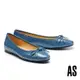 平底鞋 AS 甜美氣質蝴蝶結全真皮尖頭平底鞋－藍
