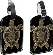 [CWAGFEQZ] 2-Pc Luggage Tags for Suitcases,Travel Tags for Luggage,Golden Sea Turtle