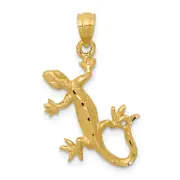 14K Yellow Gold Diamond-Cut Lizard Pendant