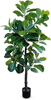 EcoFaux Artificial Fiddle Leaf Fig Tree 160CM Tall, Decorative Faux Plant, Fake Ficus lyrata Silk Trees, Artificial Plants for Home Decor in Office Corner Living Bedroom Kitchen Dining Room