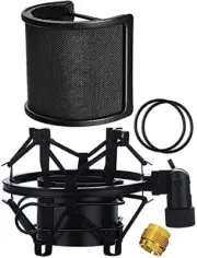 Adjustable Microphone Shock Mount & Pop Filter Combo (2 Pcs)