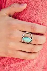 Paparazzi Ring- Wildly Whimsical- Green Bead- Marquise Shape
