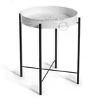 Barnyard Designs Round Tray Side Table with Removable Tray, White, 17.5” x 24.5”