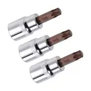 3pcs, 3/8-Inch Drive Bit Socket Torx T40 S2 Steel 48mm Length