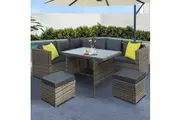 Gardeon Outdoor Dining Set Aluminum Table Chairs Wicker Setting Grey