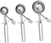 LABRIMP 3pcs Melon Baller Cookie Spoon for Cupcake Meatball Muffin Stainless Steel Ice Scoop Trigger Style