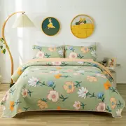 Bloomspace 100% Cotton Lightly Quilted Reversible Coverlet Set Single