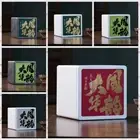 Square Tea Container Tinplate Snack Storage Box Creative Cookie Jar Kitchen