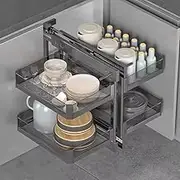 Rotating Corner Cabinet with Two Tier Pull Out Shelves for Kitchen or Bathroom Storage Damping Puff Included (800 900mm)