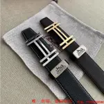 二手正品 HERMES 愛馬仕 21款男士去方塊H 工字扣 雙麵皮帶 寬3.2CM