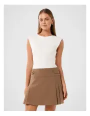 [Forever New] Lee 2 in 1 Jersey Kilted Mini Dress in Porcelain/Tan