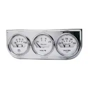 AUTO METER 2325 Autogage White Console Oil/Volt/Water Gauge with Chrome Steel...