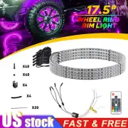 17.5'' RGB Wheel Ring Lights LED Light 4×For Truck Car Rim Lights Bluetooth APP