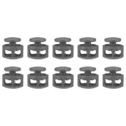 10pcs Cord Lock Double Hole Spring Toggle Stopper for Drawstring, Gray