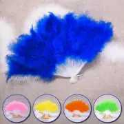 Fluffy Feather Hand Held Fan Wedding Party Folding Fans Costume Dance Prop Decor