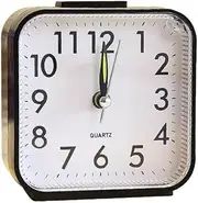 Analog Alarm Clock, Silent Non Ticking Small Clock, Travel Alarm Clock with Snooze & Light, Battery Operated Loud Alarm Clock for Bedroon, Bedside, Desk (Black)