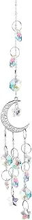 Crystal Suncatchers,Hanging Moon And Star Rainbow Crystal Suncatchers,Moon Catchers Hanging with Chain Pendant Ornament,For Garden Ornaments Outdoor Rainbow Maker Crystal, Car Decoration
