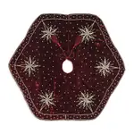 Sudha Pennathur Burgundy Velvet Stars Tree Skirt, 48