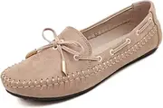 Women's Suede Loafers Moccasin, Morbuy Flat Walking Driving Shoes Size 6-15 (EU41=US12 fit for feet length 255MM, Apricot)