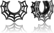 [LADEMAYH] 2 PCS Halloween Plugs Gauges for Ears Spider Web Saddle Tunnels, Women & Mens Stainless Steel 316L Ear Piercing Expander Body Earrings