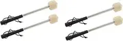 Binxind 4 Pcs 12.5Inch Bass Steel Drum Mallets,Wool Felt Drum Sticks with Stainless Steel Handle, Anti-Slip Wool Drum Mallets