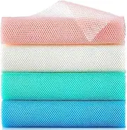 4 Pieces Exfoliating Net, Long African Net Sponge, Nylon Net Cloth, Exfoliating Washcloth, Body Scrubbers for Use in Shower, Back Scrubber Skin Smoothers for Bath (Multicolor 4)