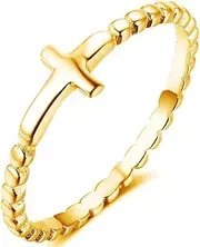 [Jude Jewelers] Stainless Steel Christian Sideways Cross Religious Ring Promise Statement Wedding Engagement