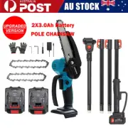 18V Cordless 6" Pole Chainsaw Tree Pruner Tool Telescopic Battearry Chger 2 In 1